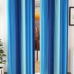 Shopgallery Blue 2 Pieces Colourblocked  Room Darkening Long Door Curtains-image-30