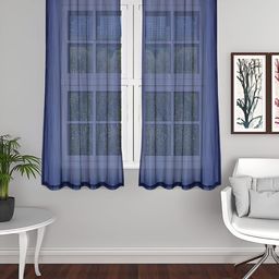 THE CONVERSION Blue & Black 2 Pieces  Tissue Fabric Sheer Window Curtain-picture-33