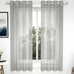 THE CONVERSION Grey 2 Pieces Sheer Window Curtains-picture-15