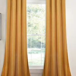 Sparrow world Gold Toned 2 Pieces Velvet Black Out Window  Curtains-image-63