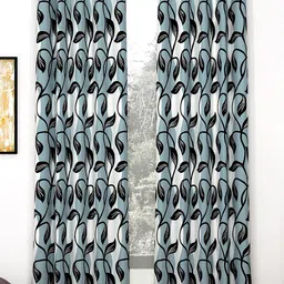 Story@home 2 Pieces White & Grey Printed Door Curtains-picture-19