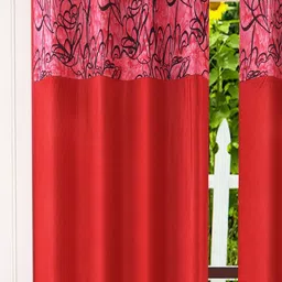 Homefab India Maroon & Black Set of 2 Door Curtains image 2