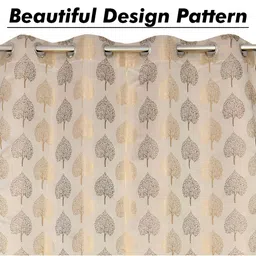 Yellow Weaves Brown & Beige 2 Pieces Floral Printed Long Door Curtains image 2