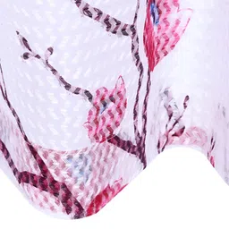 THE CONVERSION White & Burgundy 2 Pieces Floral Lightweight Tissue Sheer Door Curtains image 2