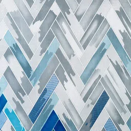 Home Sizzler Blue & Grey Set of 2 Geometric Window Curtain image 5