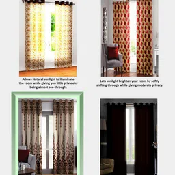 Bedspun Raga Blue & White 2 Pieces Printed Window Curtains image 3