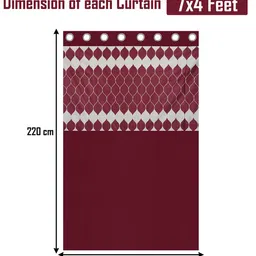 Kuber Industries White & Maroon 4 Pieces Geometric Printed Sheer Door Curtains image 2