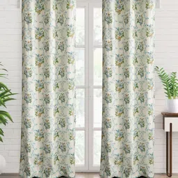 Home Centre Saddle Pomme Off White & Blue 2 Pieces Floral Printed Cotton Door Curtains-picture-20