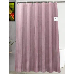 Kuber Industries Pink Striped Waterproof PVC Shower Curtain image 2