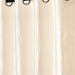 Cortina Set of 2 Beige Embossed Leaf Print Polyester Long Door Curtains image 4
