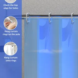 Kuber Industries 3-Pcs Blue & BeigePrinted Shower Curtains image 5