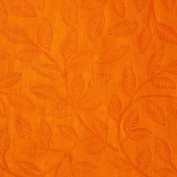 Cortina Orange Set of 2 Embossed Leaf Print Long Door Curtains image 2