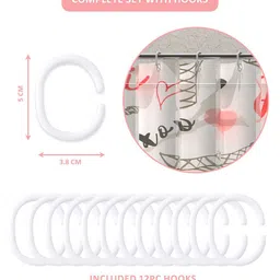 Kuber Industries 5-Pcs Pink & White Printed Shower Curtains image 4