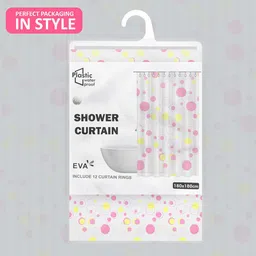 Kuber Industries 3-Pcs White & Pink Durable Shower Curtains image 4