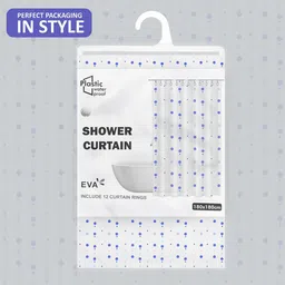 Kuber Industries 3-Pcs Blue & White Durable Shower Curtains image 3