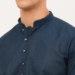 Jompers Men Teal Blue Dupion Silk Kurta image 3