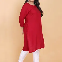 LastInch Women Maroon Flared Sleeves Thread Work Kurta image 3