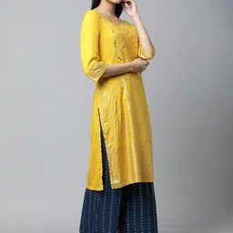 AURELIA Ethnic Motifs Printed Sequined Zari Kurta image 3