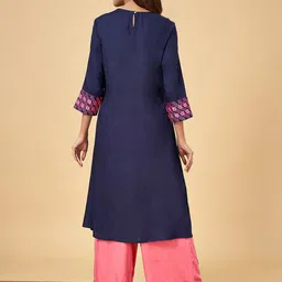 YU by Pantaloons Yoke Design Round Neck Mirror Work Straight Kurta image 4