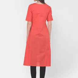 Span Women Pink Ethnic Motifs Yoke Design Thread Work Cotton Kurta image 5