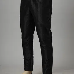 Utsav Fashion Men Yoke Design Pleated Mirror Work Dupion Silk Kurta with Trousers image 3