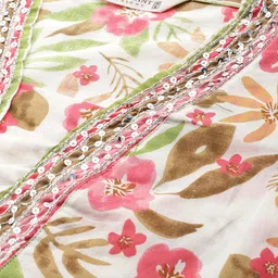 Readiprint Fashions Floral Printed Sequinned Pure Cotton Kurta with Trousers & Dupatta image 2