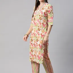 Readiprint Fashions Floral Printed Sequinned Pure Cotton Kurta with Trousers & Dupatta image 5