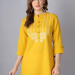 Pistaa Yellow Embroidered Kurti-picture-41