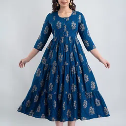 Pranati Enterprise Floral Print  Anarkali Maternity Ethnic Dress image 1