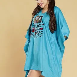 LetsDressUp Graphic Printed V-Neck Extended Sleeves Kaftan Dress image 4