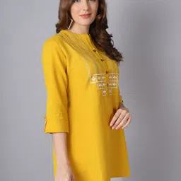 Pistaa Yellow Embroidered Kurti image 3
