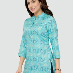 Saree Swarg Blue Floral Printed Kurti image 4