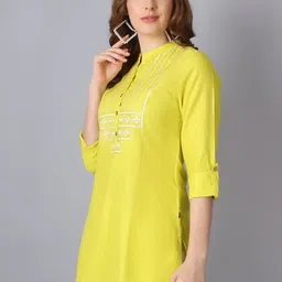 Pistaa Lime Green Embroidered Kurti image 4