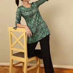 AKIMIA Botanical Printed Dobby Straight Kurti image 5