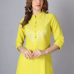 Pistaa Lime Green Embroidered Kurti image 3