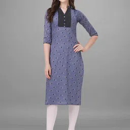 BAPS Mandarin Collar Floral Printed Pure Cotton Kurta image 1