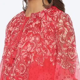 Biba Floral Printed Tie-Up Neck Puff Sleeves Top image 2