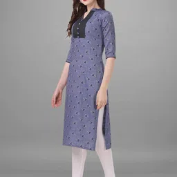 BAPS Mandarin Collar Floral Printed Pure Cotton Kurta image 3