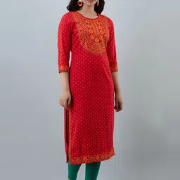 KALINI Ethnic Motifs Printed Thread Work Kurta image 3