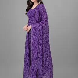 PMD Fashion Women Purple & White Bandhani Printed Gotta Patti Georgette Anarkali Kurta With Dupatta image 3