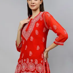Seva Chikan Lucknowi Chikankari Kurti With Inner image 4