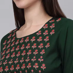 KALINI Women Floral Embroidered Thread Work Kurta with Trouser & Dupatta image 2