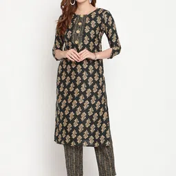 Sugathari Green Ethnic Motifs Printed Kurta with Trousers image 5