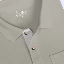 triptee Men Solid Polo Neck Pure Cotton Grey T-Shirt image 4