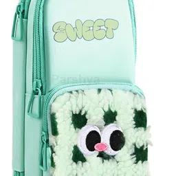 parshya Multi-Compartment Zipper Cute Sweet Cartoon Pencil Pouch for Kids 3D Eye, Soft Plush Front Design Art Canvas Pencil Box image 1