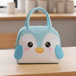 go hooked Kids Lunch Bag with Penguin Face Design | Thermal Insulated Oxford Tote Waterproof Lunch Bag image 1