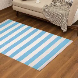 the blue knot Blue Striped PVC 5 ft x 7 ft Hand Woven Carpet-picture-21