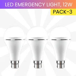 sacro 12W Rechargeable Inverter LED Bulb with Upto 4H.Power Cut Lighting Pack of_3Z165 4 hrs Bulb Emergency Light image 1