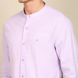 united colors of benetton Men Slim Fit Solid Mandarin Collar Casual Shirt image 5