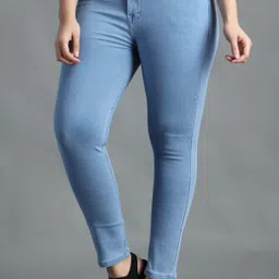 pompous Women Slim High Rise Light Blue Jeans image 3